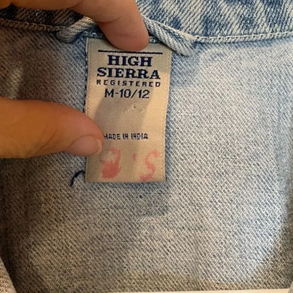 High Sierra Girls Embroidered Floral Butterfly Denim Jacket M 10/12 Boho Cottage
